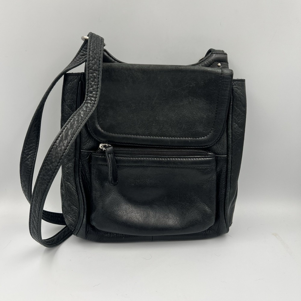 Osgoode Marley Crossbody Bag Organizer RFID Black Soft Leather Front Flap Purse